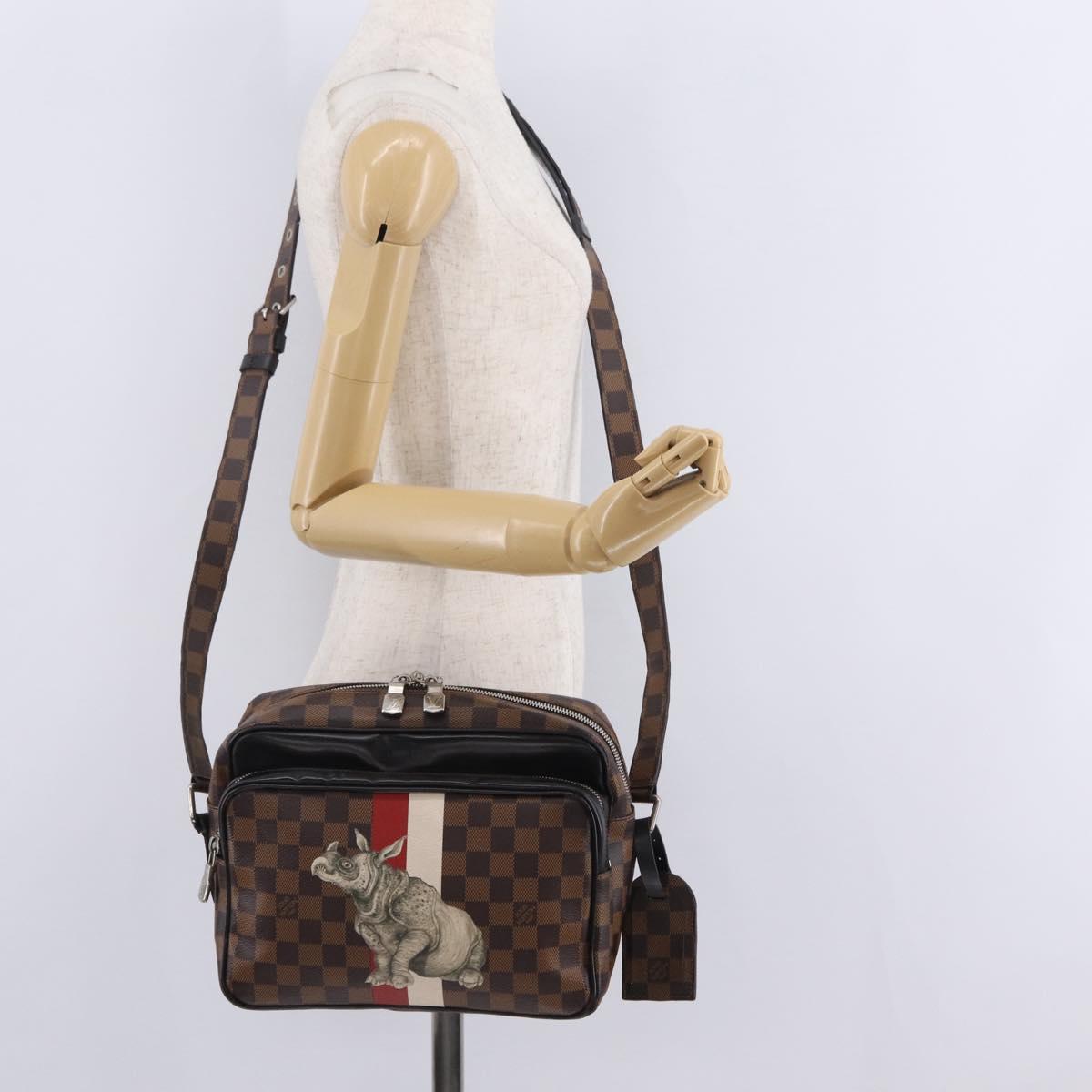 LOUIS VUITTON Damier Ebene Chapman Brothers Nile PM Bag N42704 LV Auth 209703A