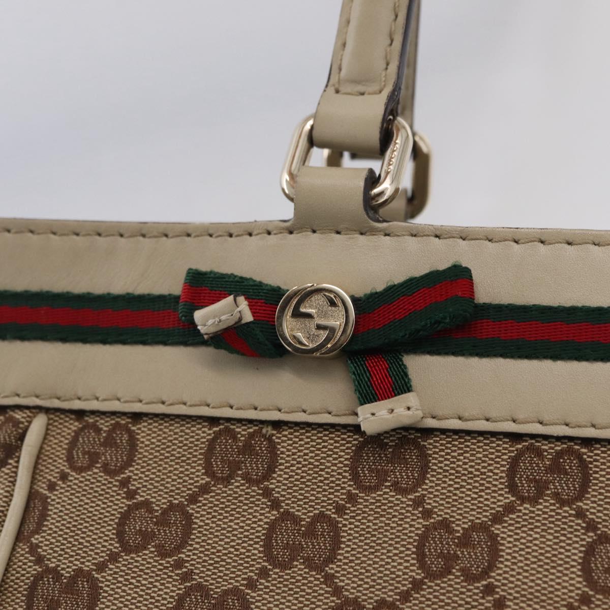GUCCI GG Canvas Web Sherry Line Princi Tote Bag Beige Gold 257062 Auth 209706A