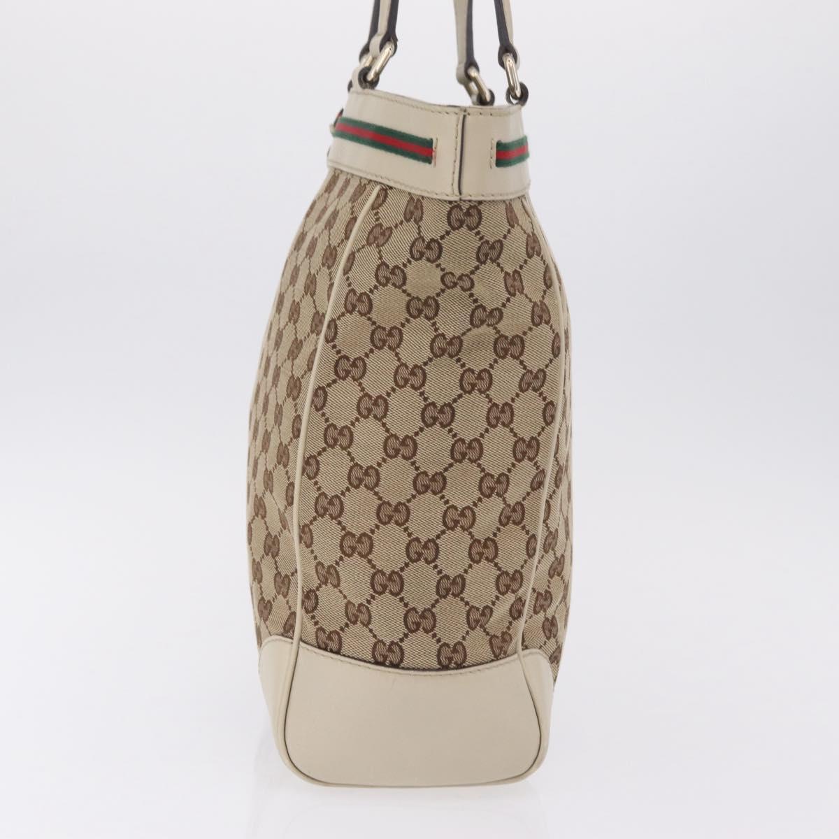GUCCI GG Canvas Web Sherry Line Princi Tote Bag Beige Gold 257062 Auth 209706A