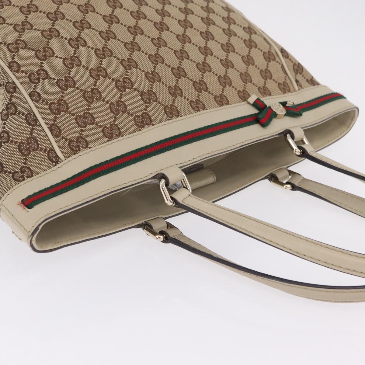 GUCCI GG Canvas Web Sherry Line Princi Tote Bag Beige Gold 257062 Auth 209706A