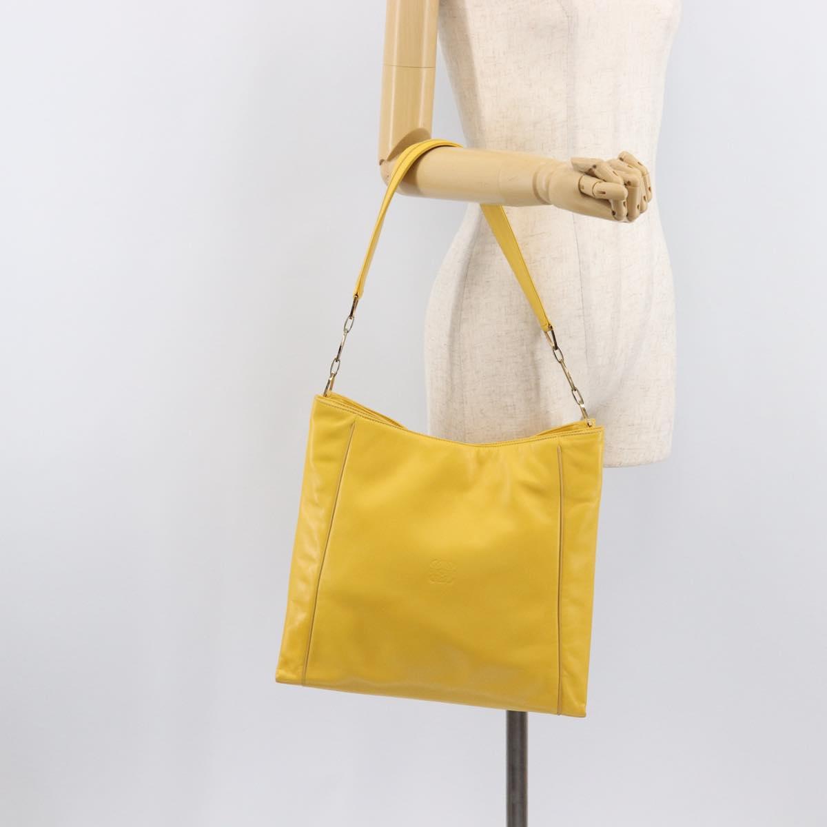 LOEWE Shoulder Bag Leather Yellow Gold Auth 209708V