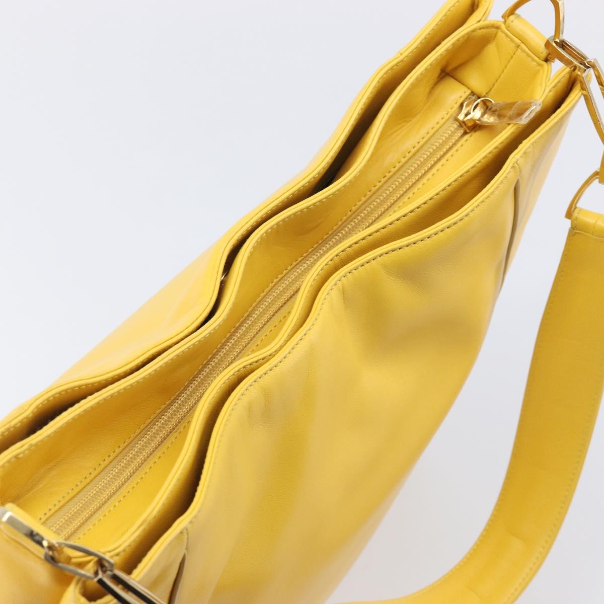 LOEWE Shoulder Bag Leather Yellow Gold Auth 209708V