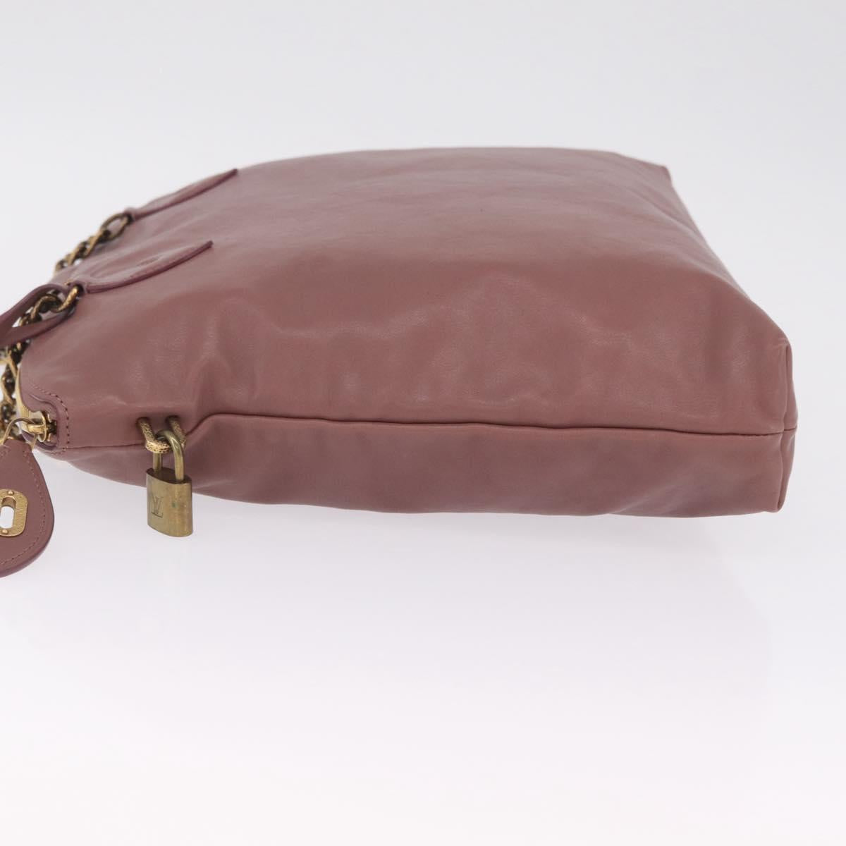LOUIS VUITTON Lockit Chain Hand Bag Leather Rose M94358 LV Auth 209710V