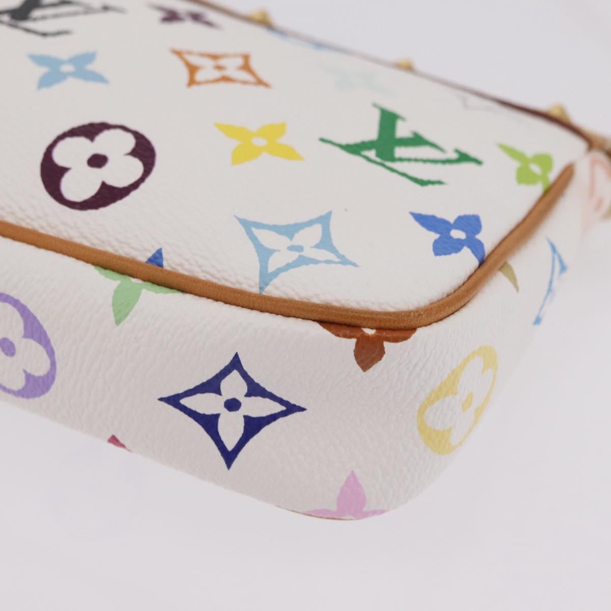 LOUIS VUITTON Multicolor Pochette Accessoires Pouch White M92649 Auth 209732SAV