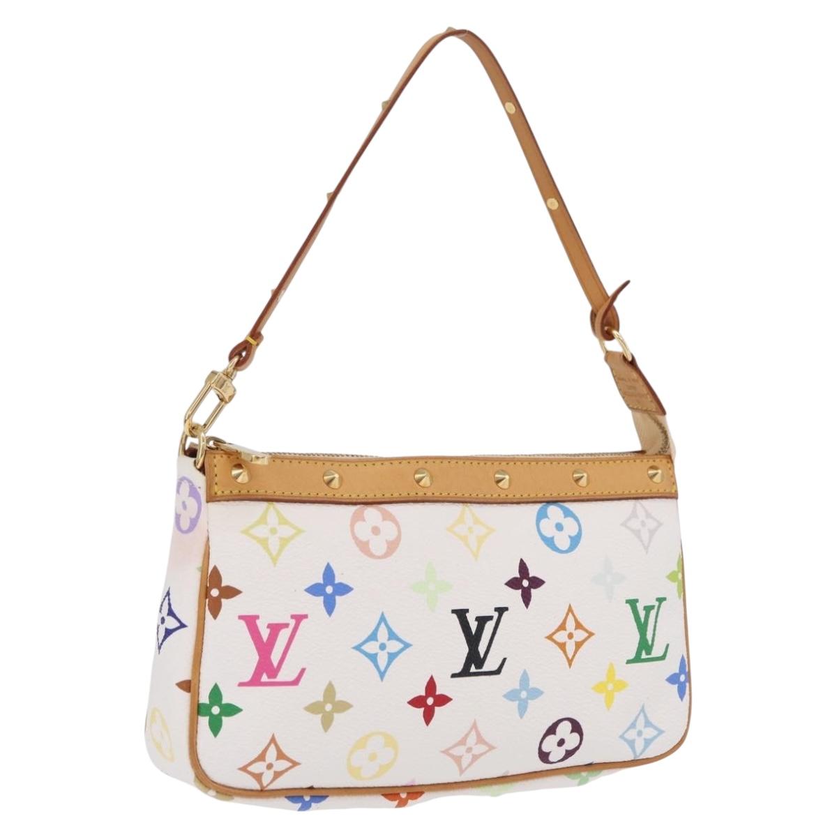 LOUIS VUITTON Multicolor Pochette Accessoires Pouch White M92649 Auth 209732SAV