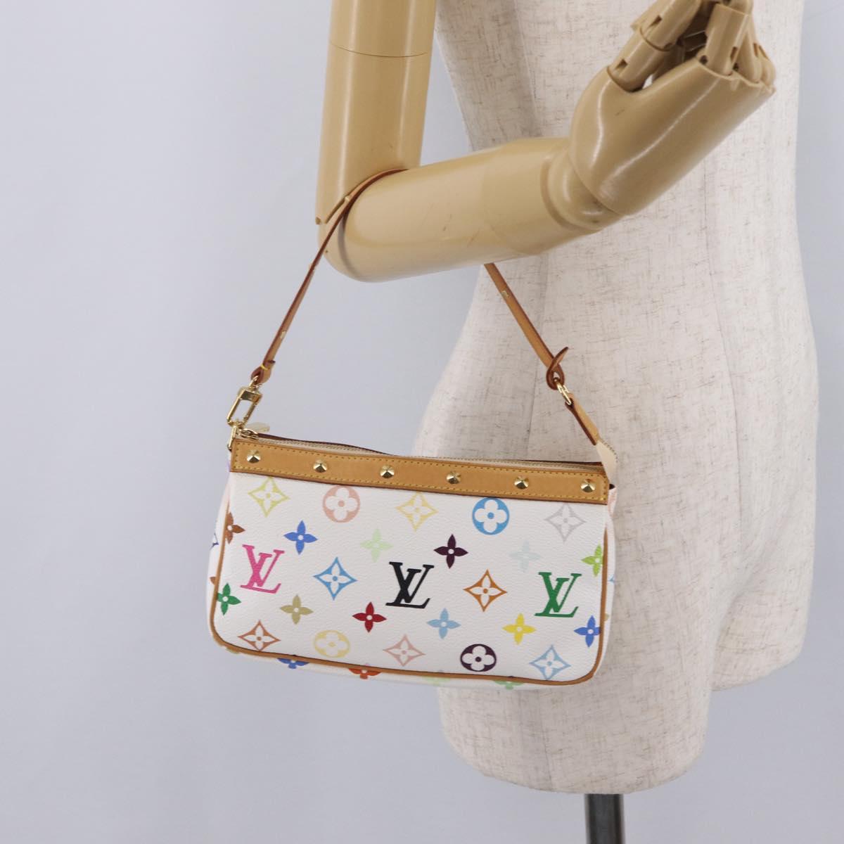 LOUIS VUITTON Multicolor Pochette Accessoires Pouch White M92649 Auth 209732SAV