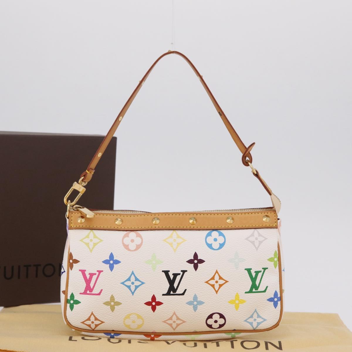 LOUIS VUITTON Multicolor Pochette Accessoires Pouch White M92649 Auth 209732SAV