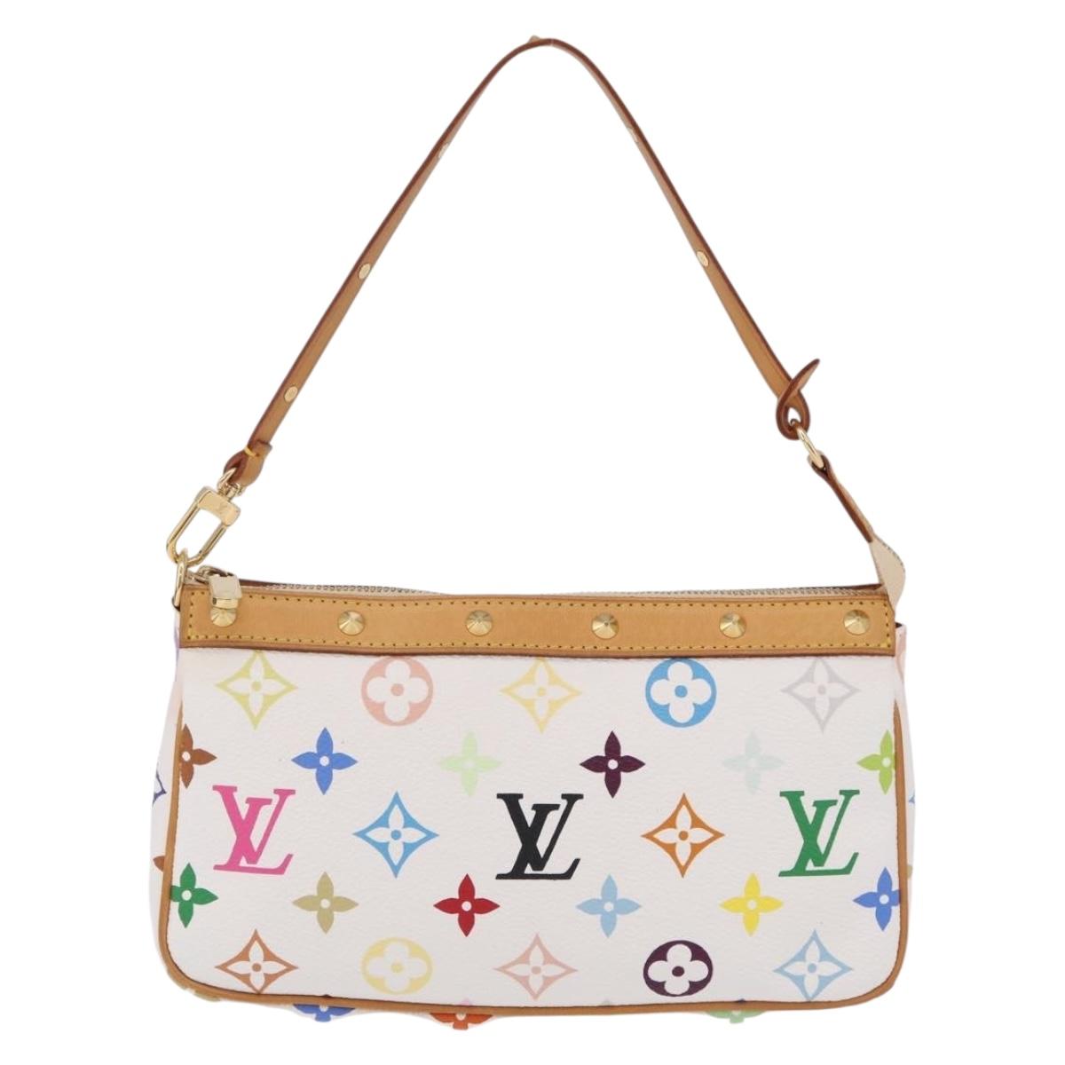 LOUIS VUITTON Multicolor Pochette Accessoires Pouch White M92649 Auth 209732SAV