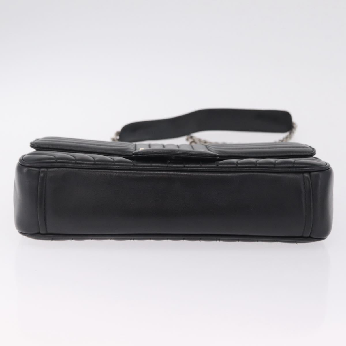 PRADA Chain Shoulder Bag Leather Black Silver Auth 209734V