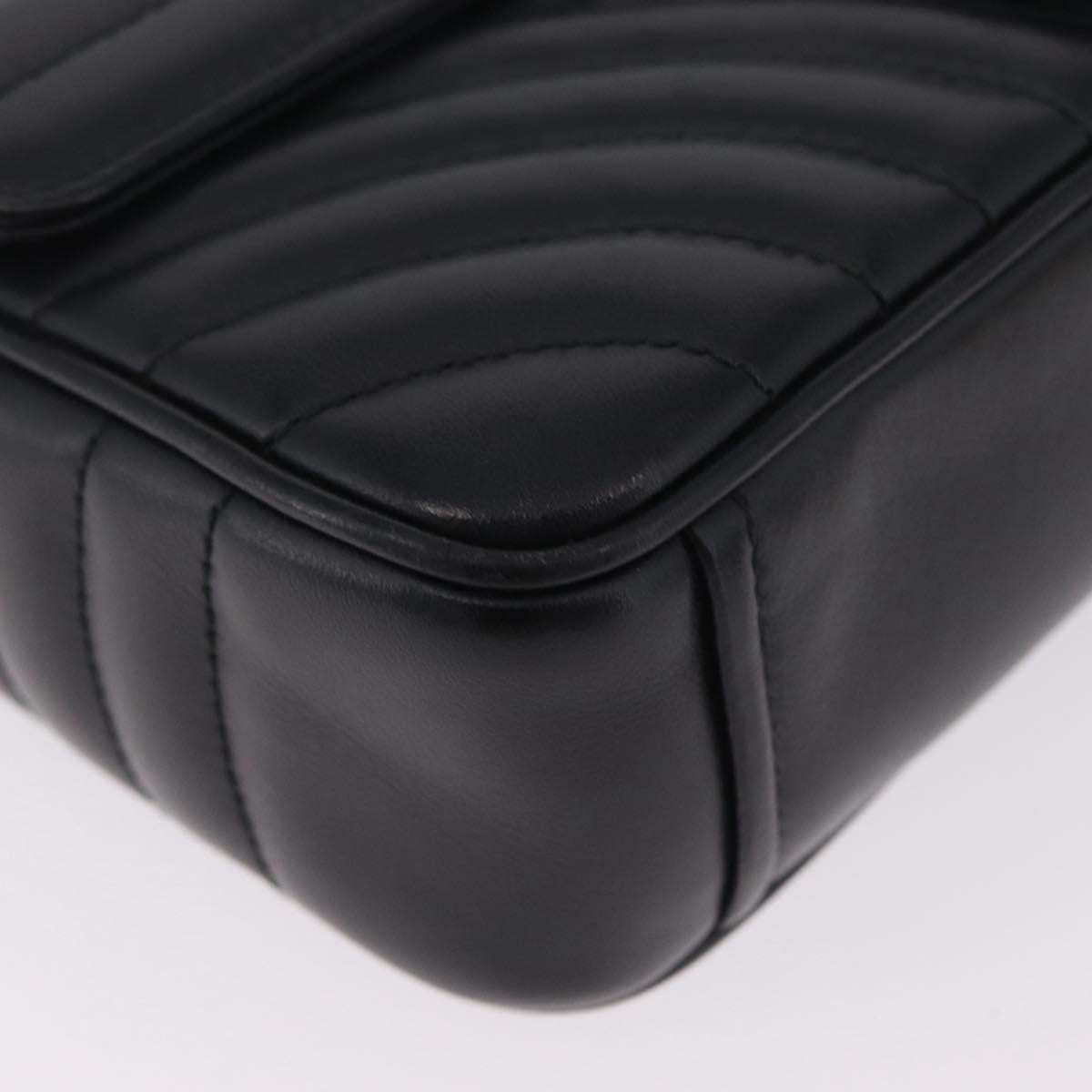 PRADA Chain Shoulder Bag Leather Black Silver Auth 209734V