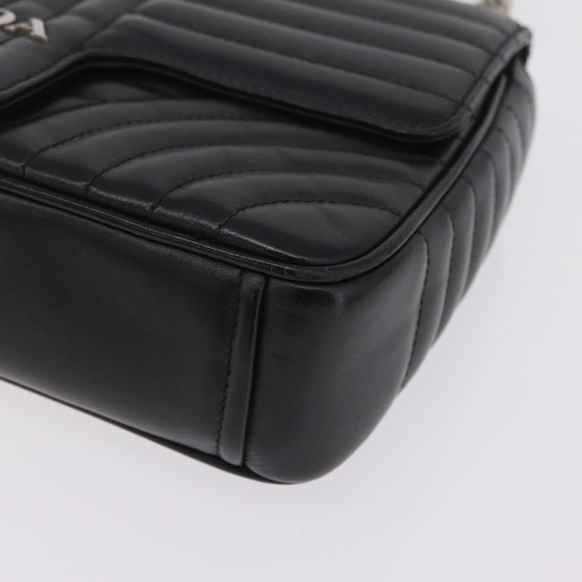 PRADA Chain Shoulder Bag Leather Black Silver Auth 209734V