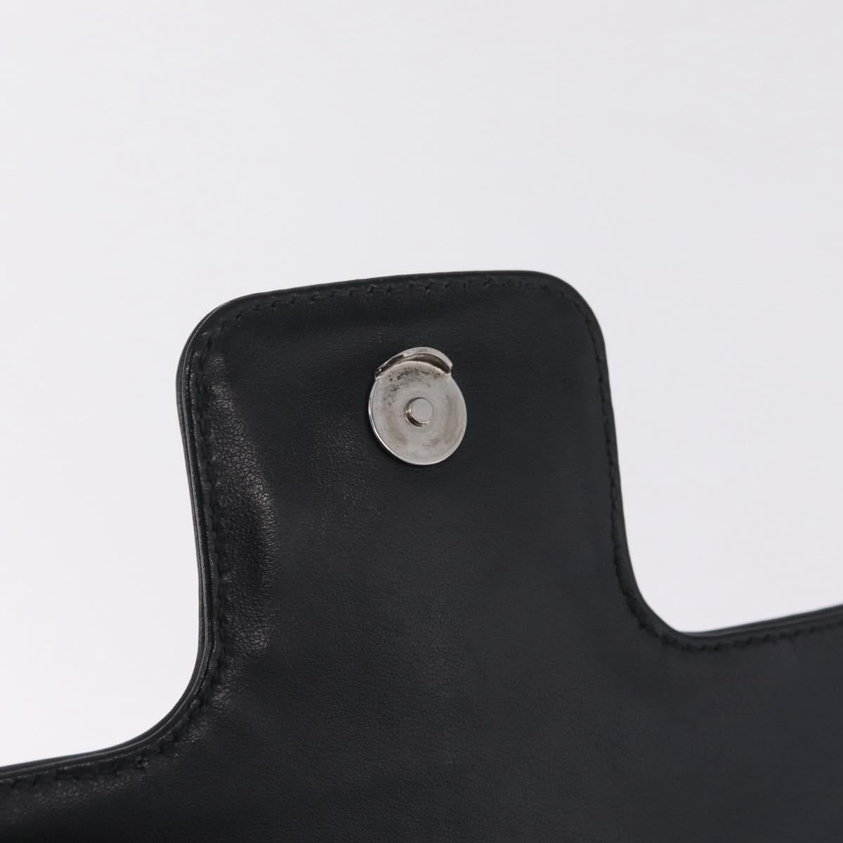 PRADA Chain Shoulder Bag Leather Black Silver Auth 209734V