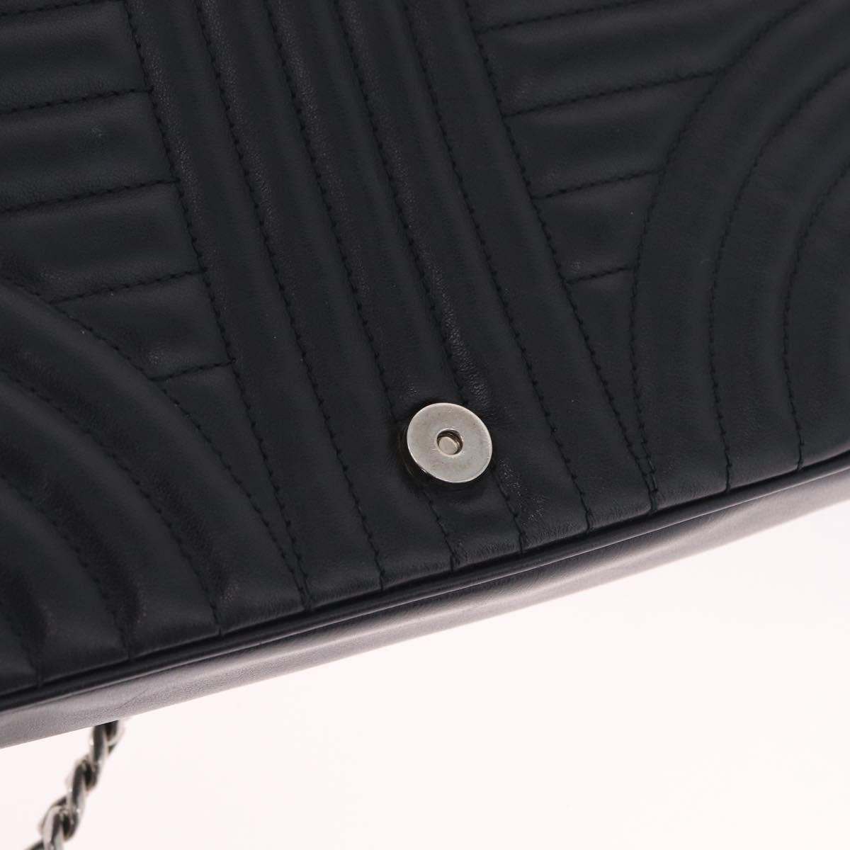 PRADA Chain Shoulder Bag Leather Black Silver Auth 209734V