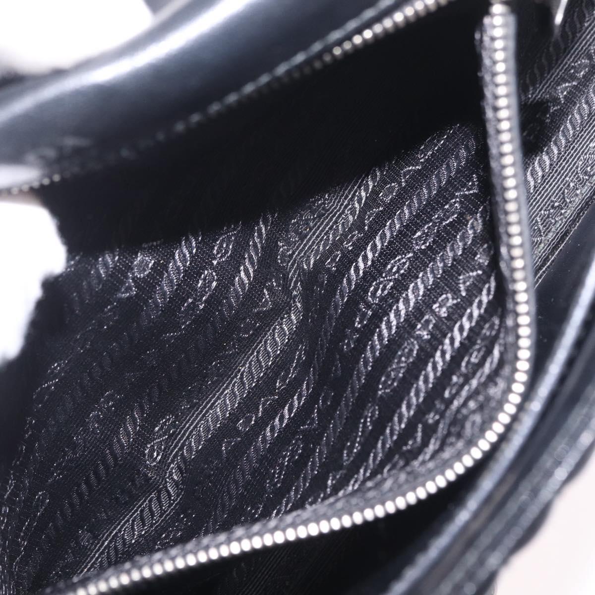PRADA Chain Shoulder Bag Leather Black Silver Auth 209734V