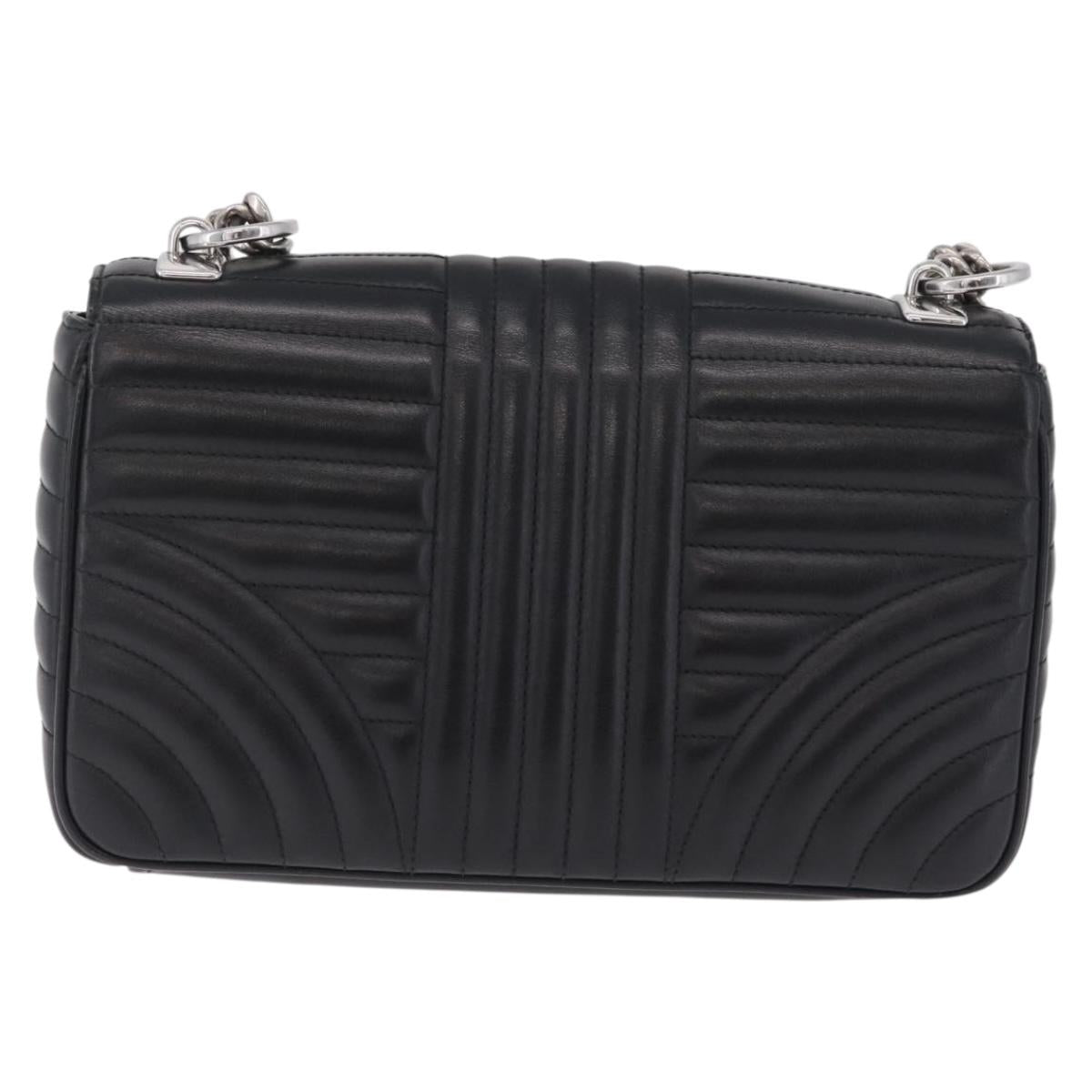 PRADA Chain Shoulder Bag Leather Black Silver Auth 209734V