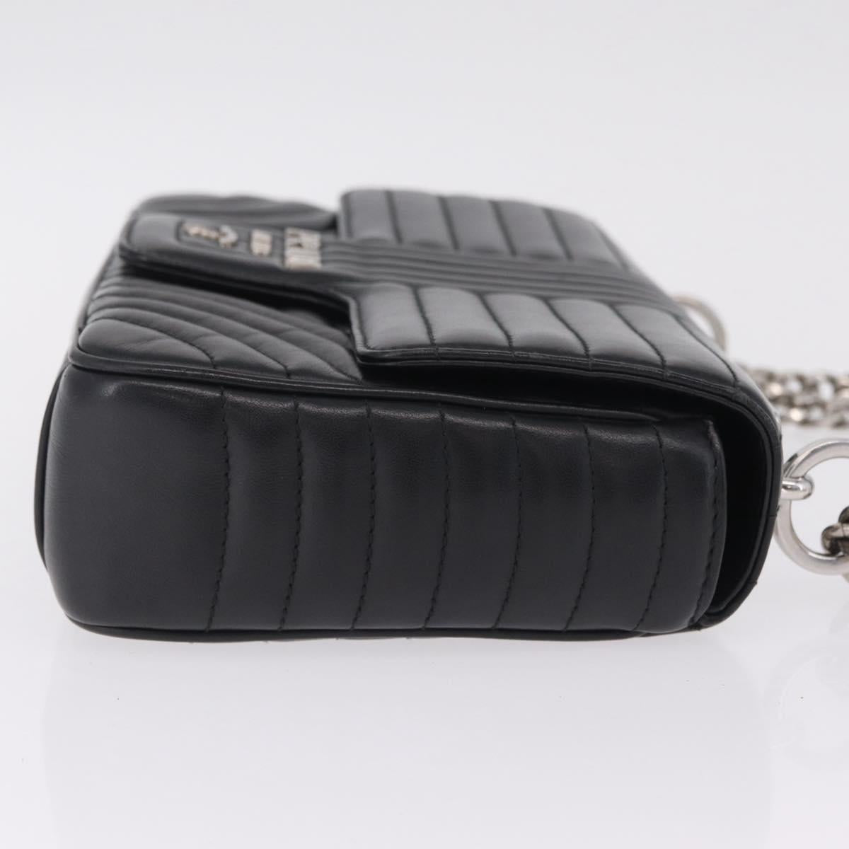 PRADA Chain Shoulder Bag Leather Black Silver Auth 209734V