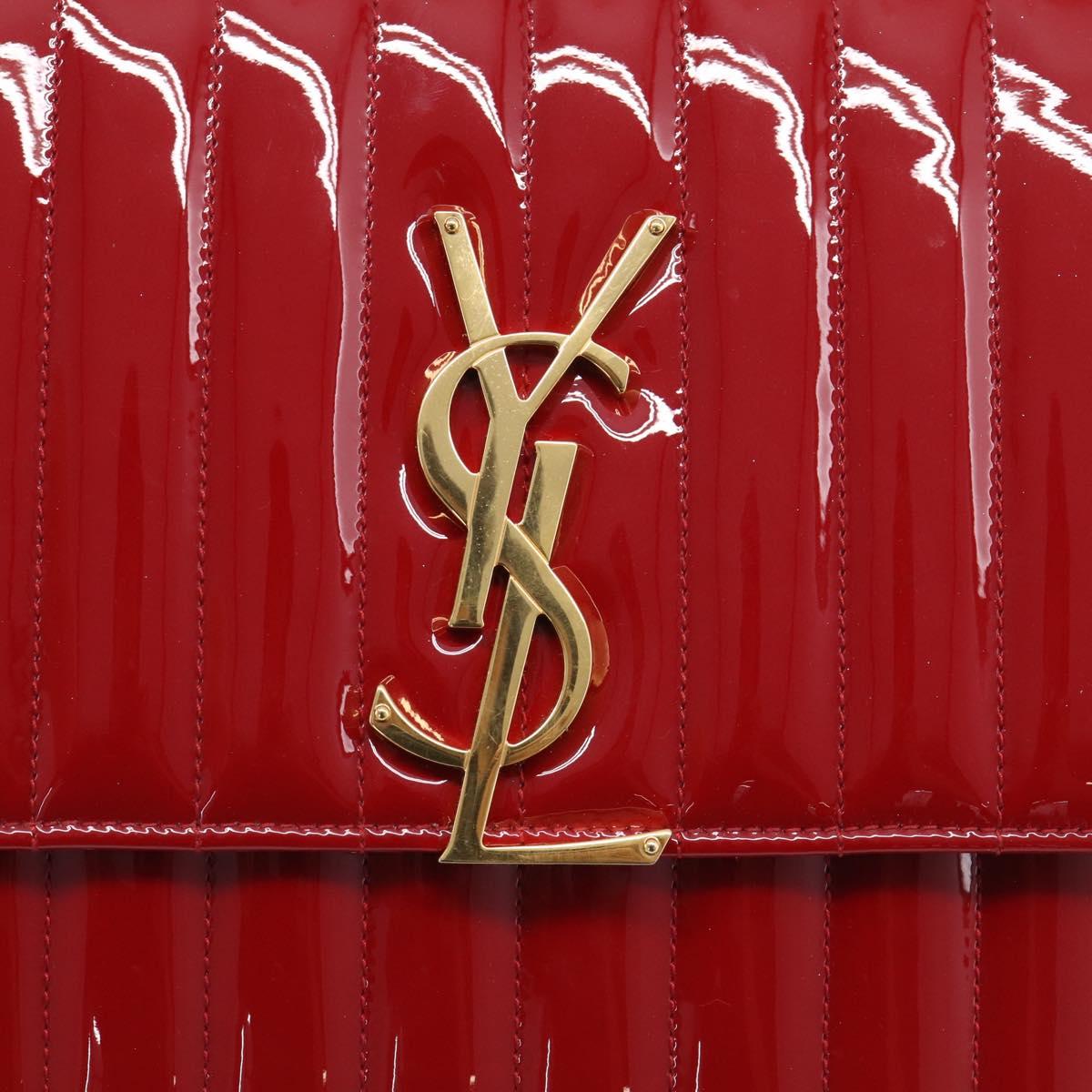 Saint Laurent Chain Shoulder Bag Patent Red Gold Tone 532595 Auth 209736M