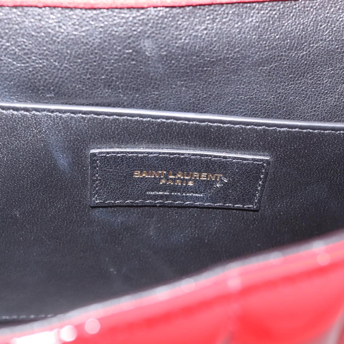 Saint Laurent Chain Shoulder Bag Patent Red Gold Tone 532595 Auth 209736M