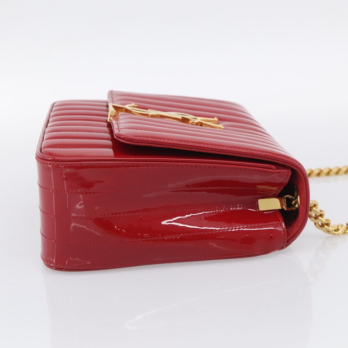 Saint Laurent Chain Shoulder Bag Patent Red Gold Tone 532595 Auth 209736M