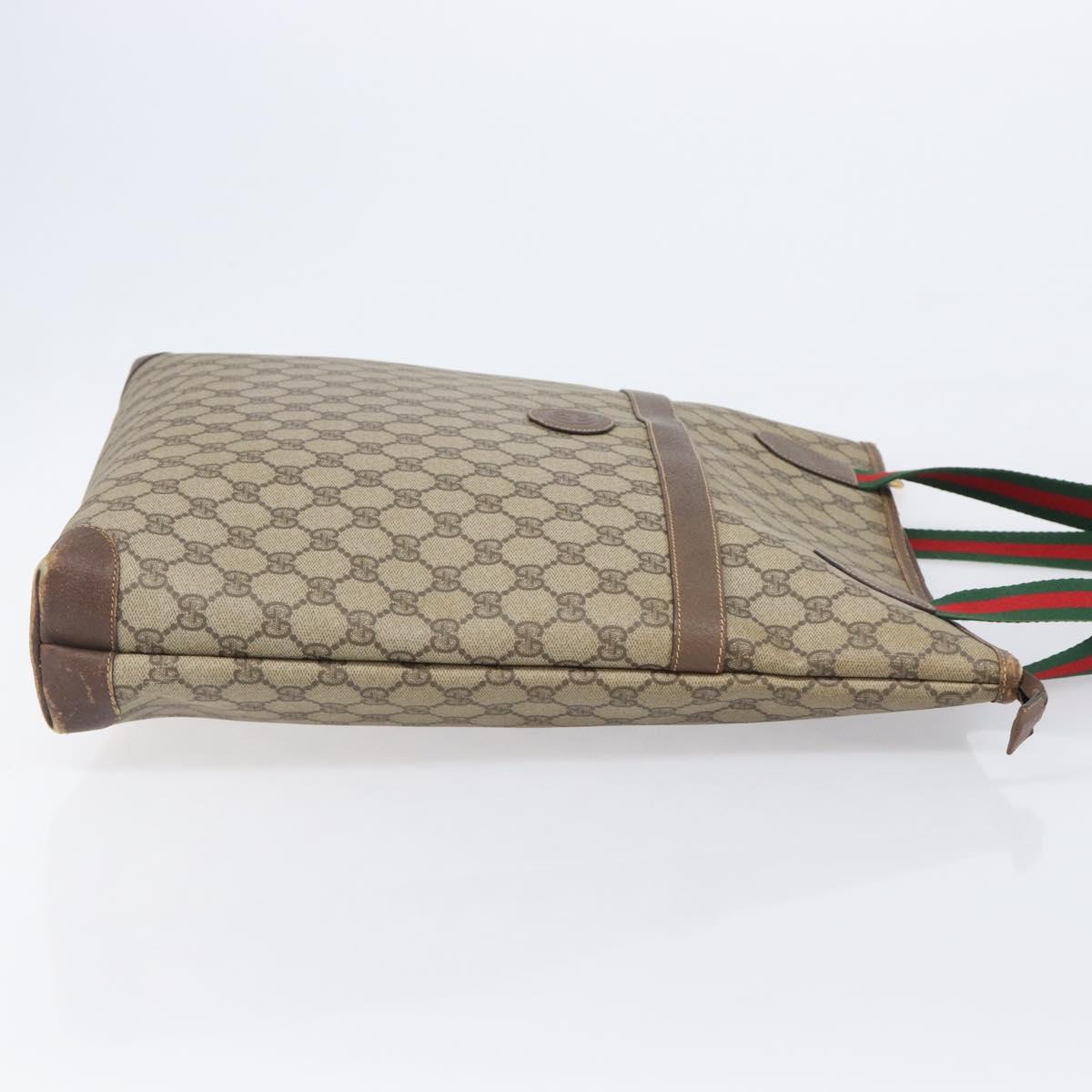 GUCCI GG Supreme Web Sherry Line Tote Bag PVC Beige 002 983 0163 Auth 209738