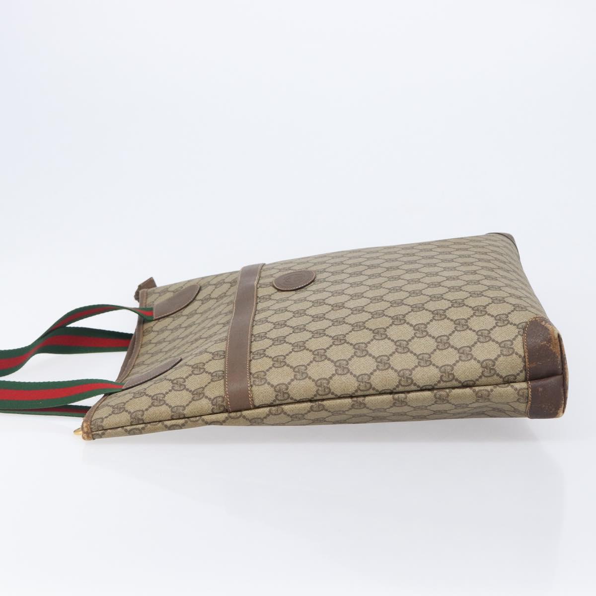 GUCCI GG Supreme Web Sherry Line Tote Bag PVC Beige 002 983 0163 Auth 209738