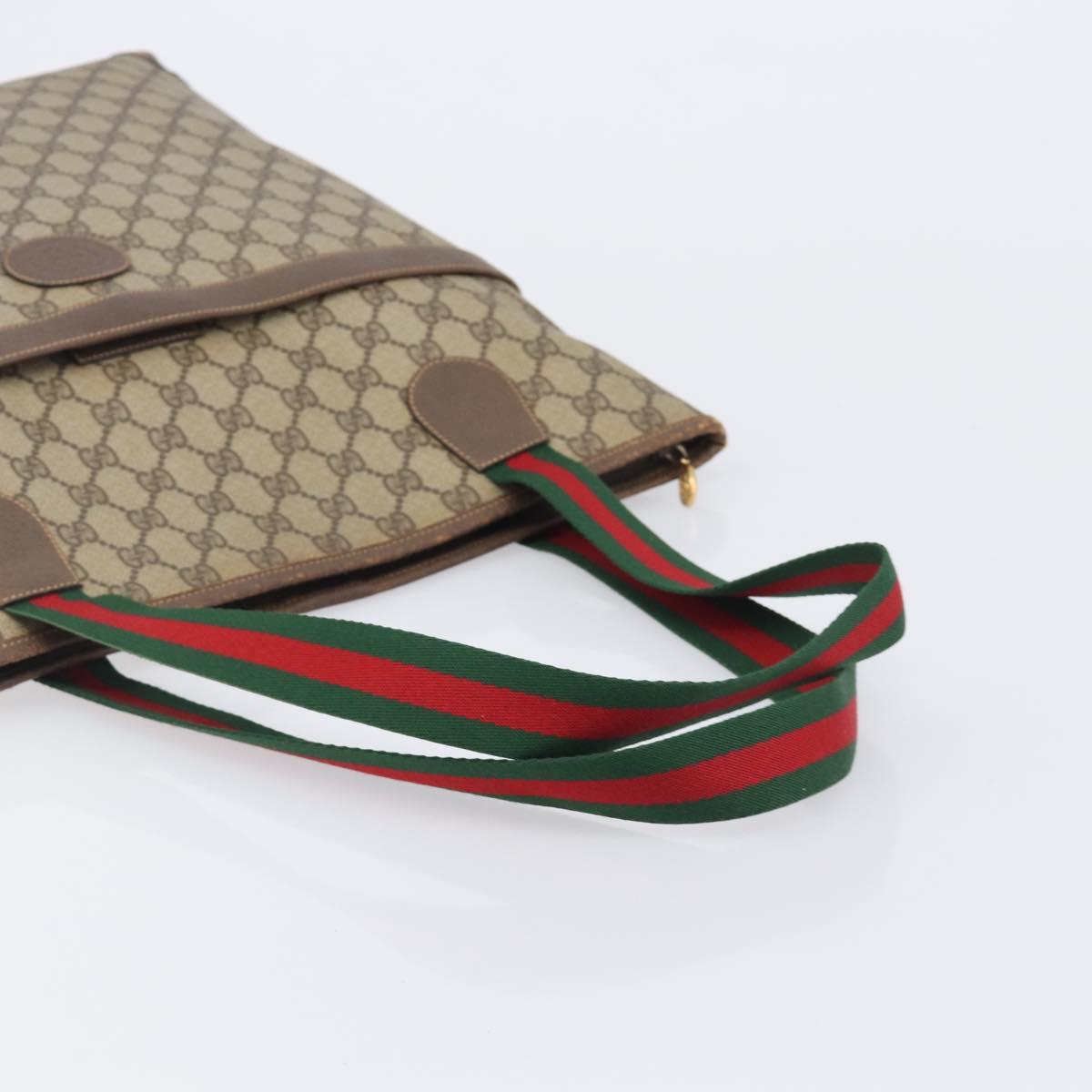 GUCCI GG Supreme Web Sherry Line Tote Bag PVC Beige 002 983 0163 Auth 209738