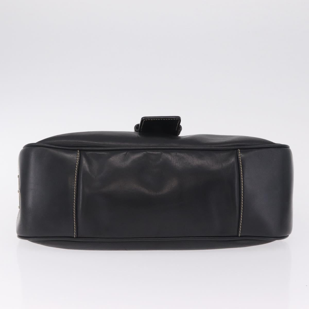 PRADA Shoulder Bag Leather Black Silver Auth 209747V