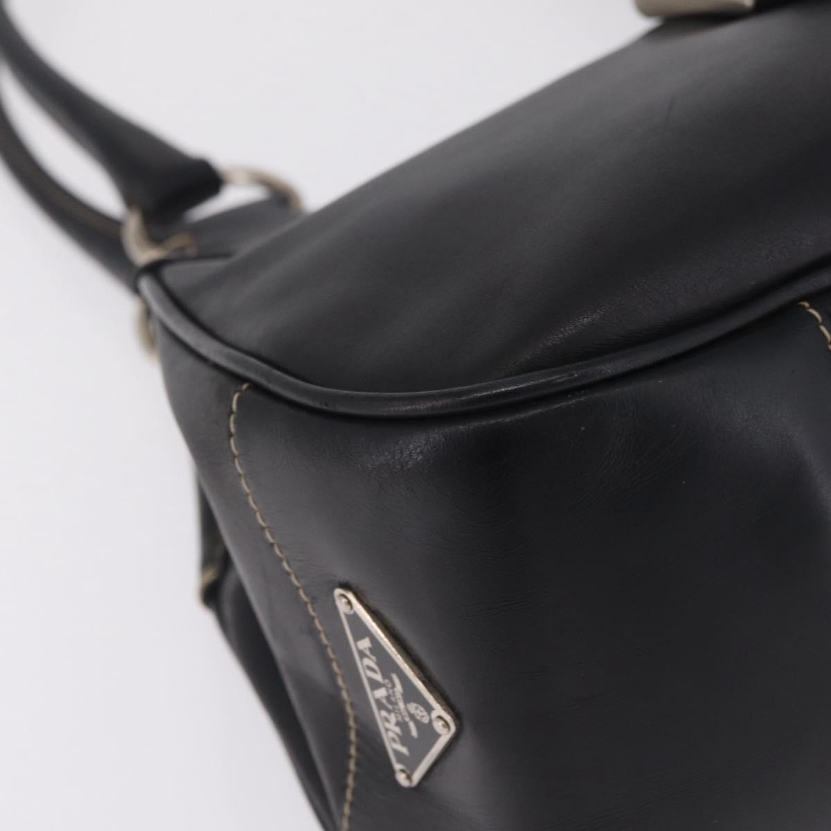 PRADA Shoulder Bag Leather Black Silver Auth 209747V