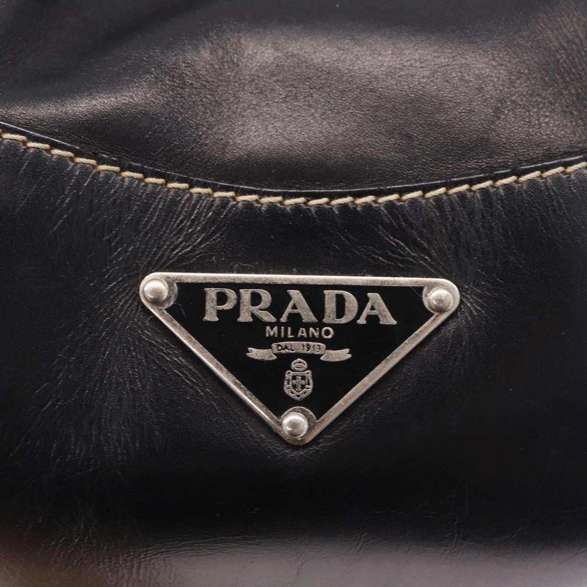 PRADA Shoulder Bag Leather Black Silver Auth 209747V