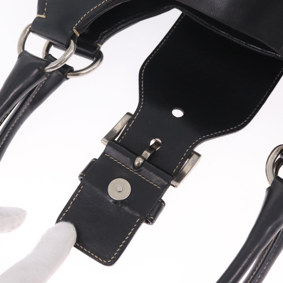 PRADA Shoulder Bag Leather Black Silver Auth 209747V