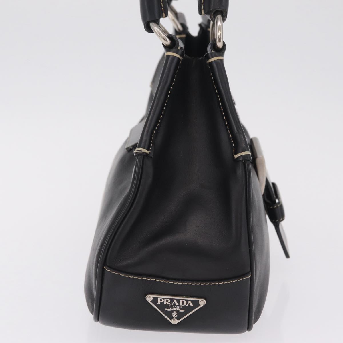 PRADA Shoulder Bag Leather Black Silver Auth 209747V