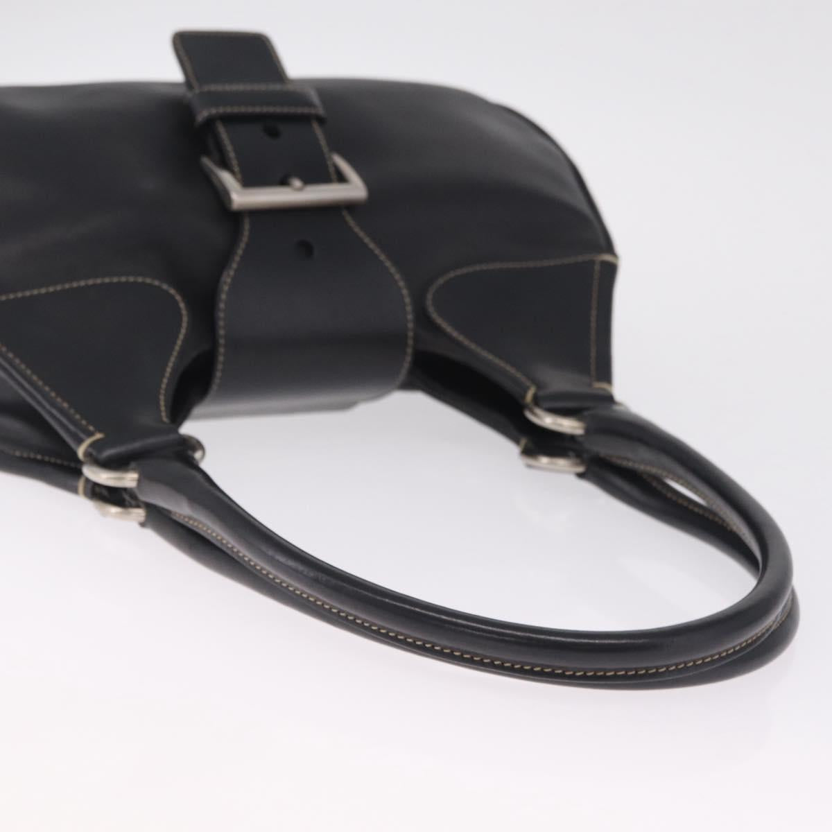 PRADA Shoulder Bag Leather Black Silver Auth 209747V