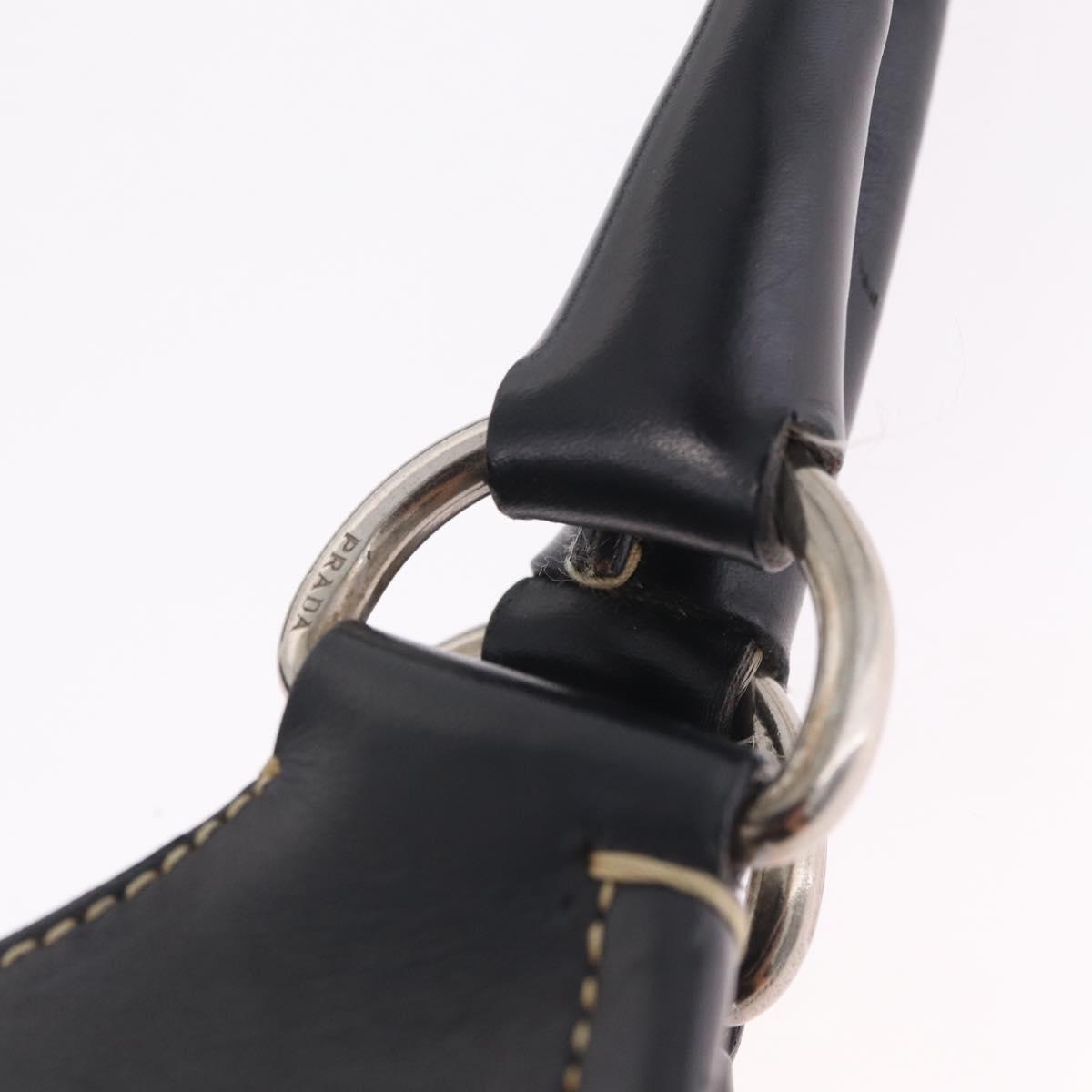 PRADA Shoulder Bag Leather Black Silver Auth 209747V