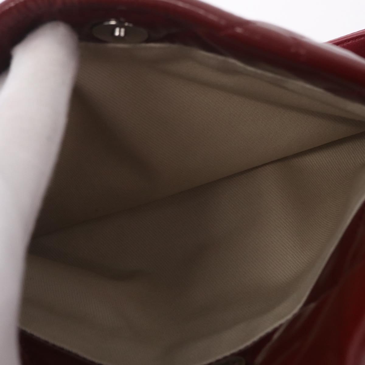 CHANEL Matelasse Chain Shoulder Tote Bag Patent Red Silver CC Auth 209761A