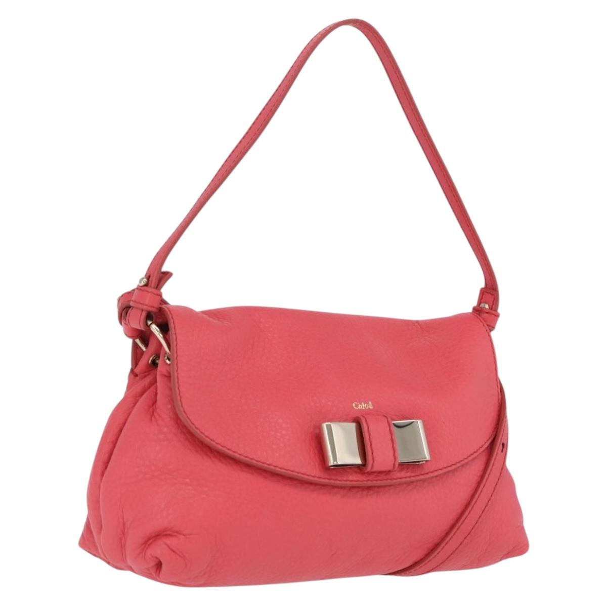 Chloe Lily Shoulder Bag Leather 2way Pink Gold Tone Auth 209769A