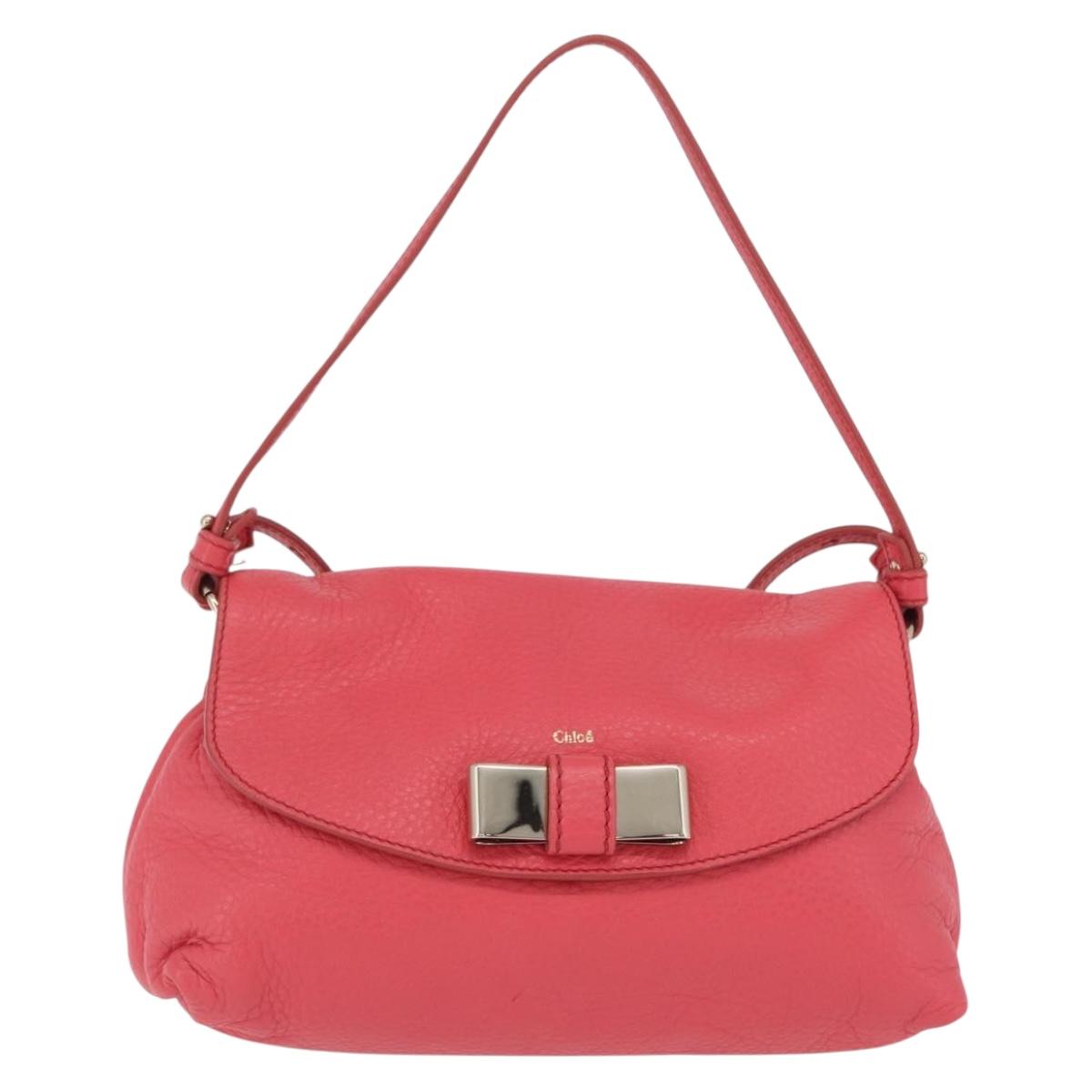 Chloe Lily Shoulder Bag Leather 2way Pink Gold Tone Auth 209769A