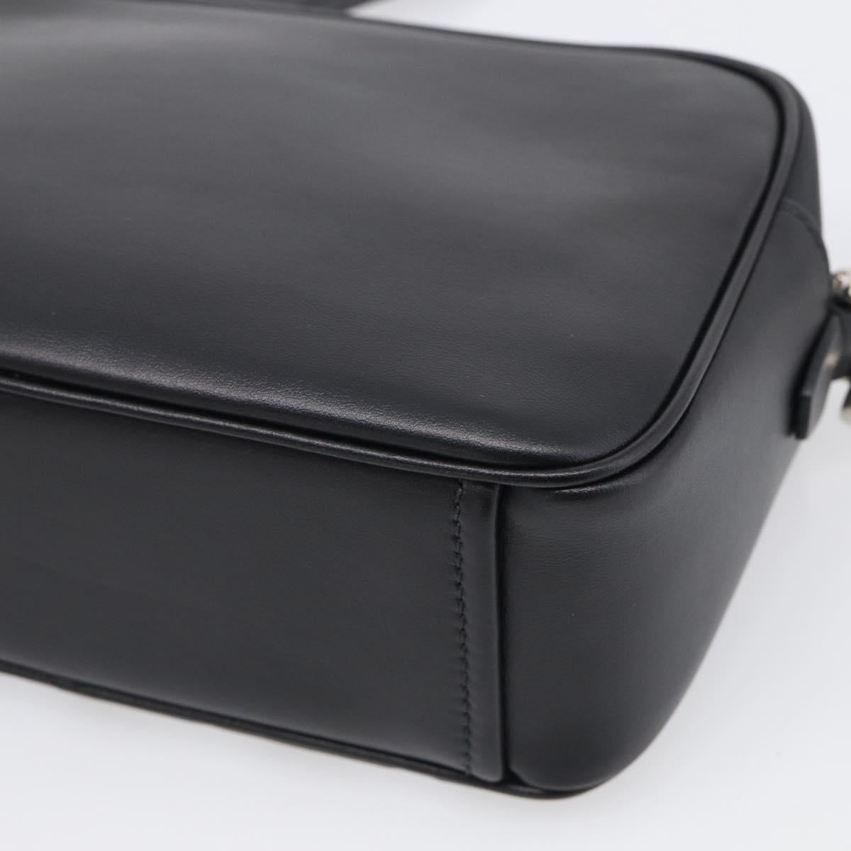 PRADA Shoulder Bag Leather Black Silver Auth 209770M