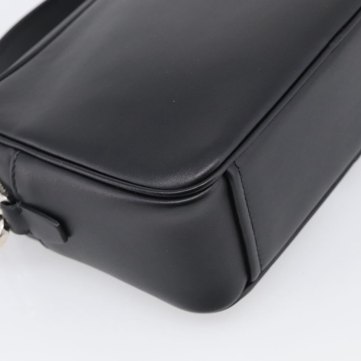 PRADA Shoulder Bag Leather Black Silver Auth 209770M