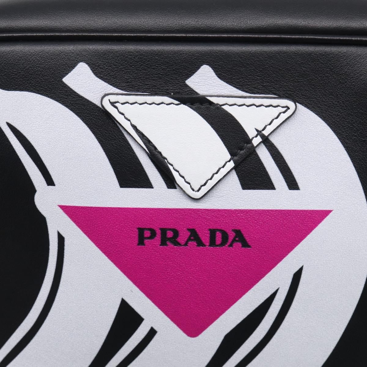PRADA Shoulder Bag Leather Black Silver Auth 209770M