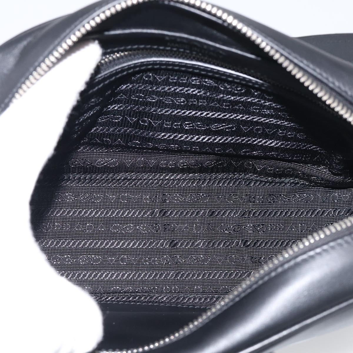 PRADA Shoulder Bag Leather Black Silver Auth 209770M