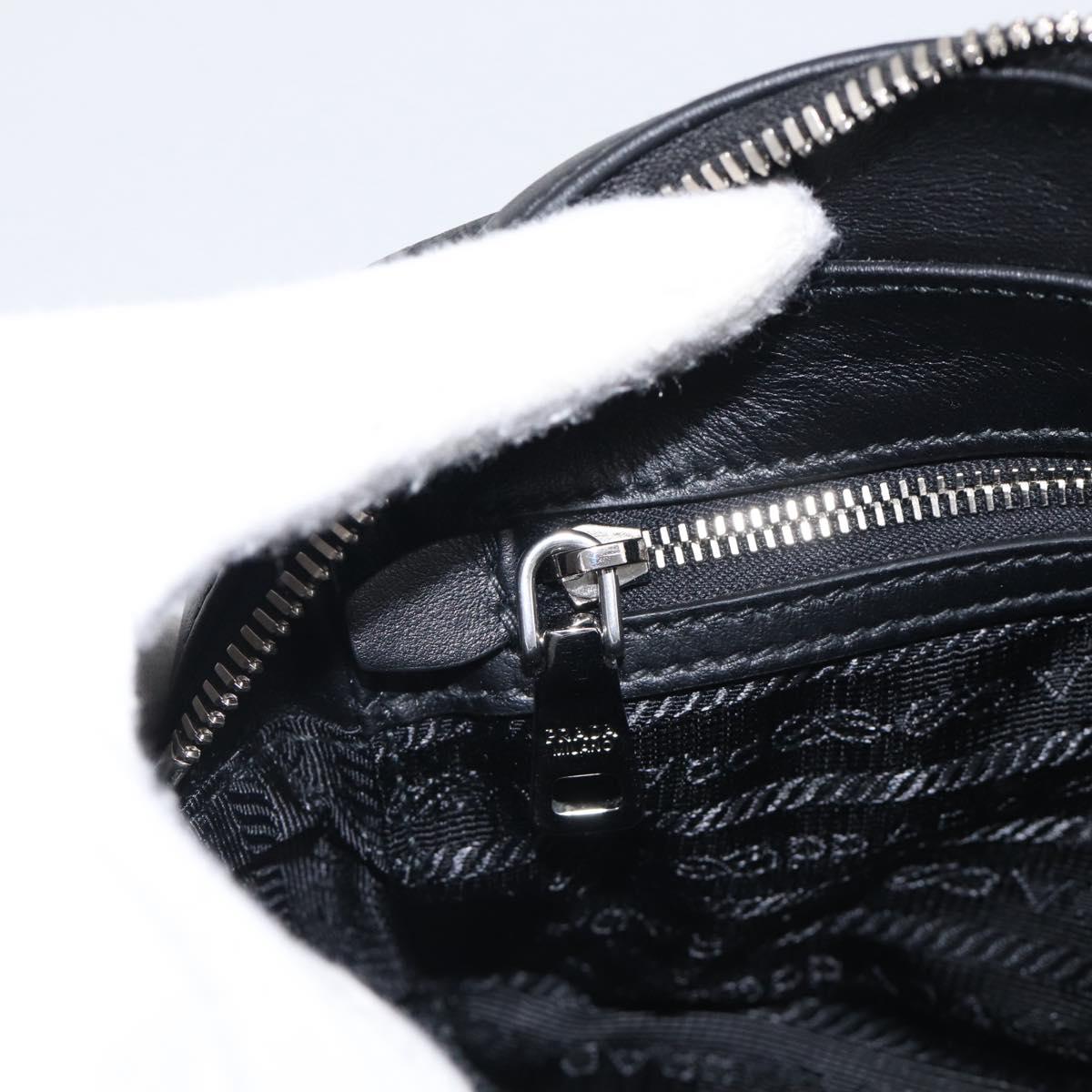 PRADA Shoulder Bag Leather Black Silver Auth 209770M