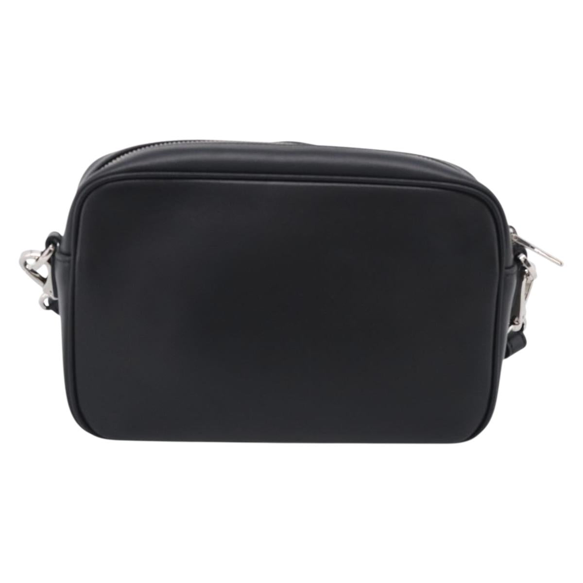 PRADA Shoulder Bag Leather Black Silver Auth 209770M