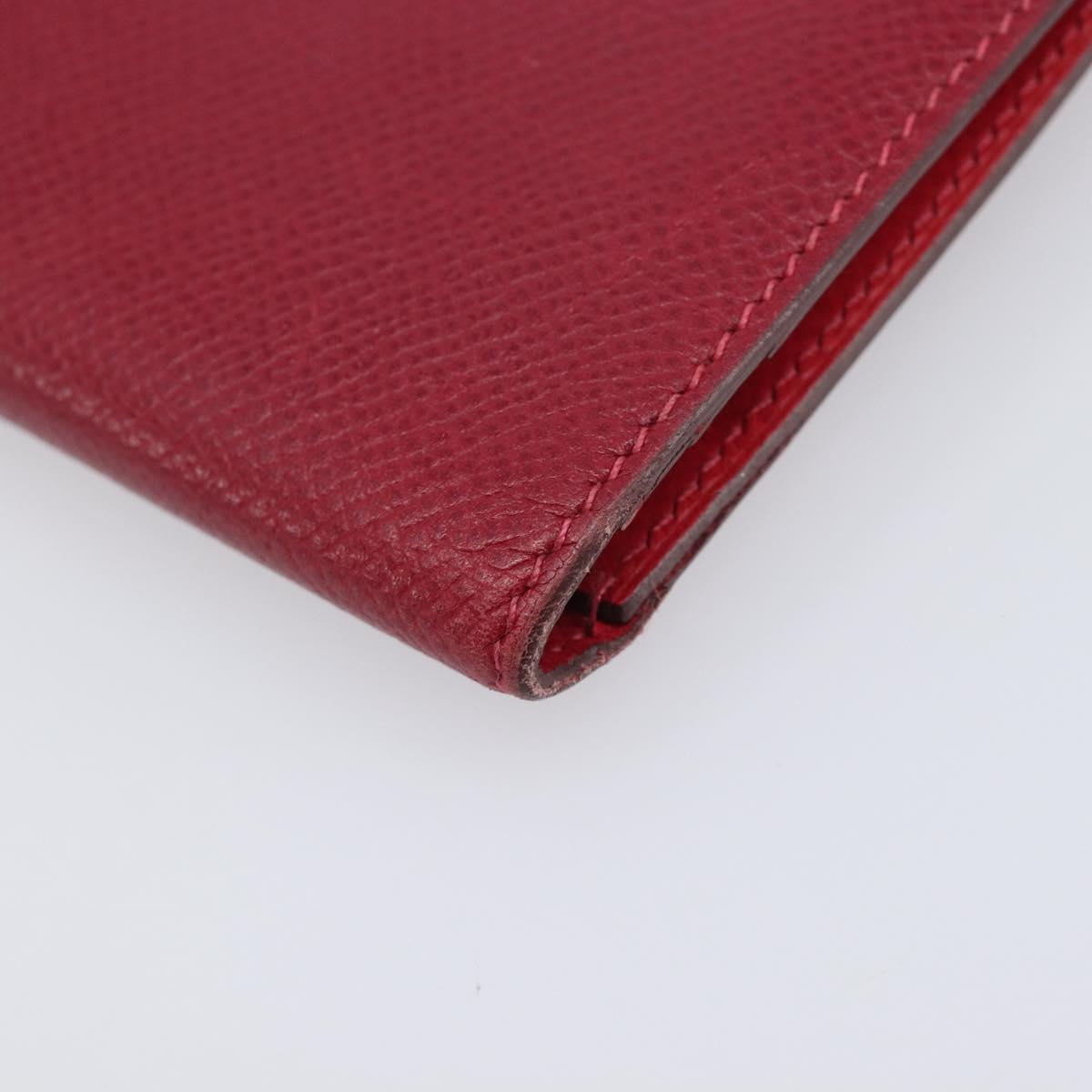 HERMES Bean Long Wallet Leather Red Silver Auth 209776A