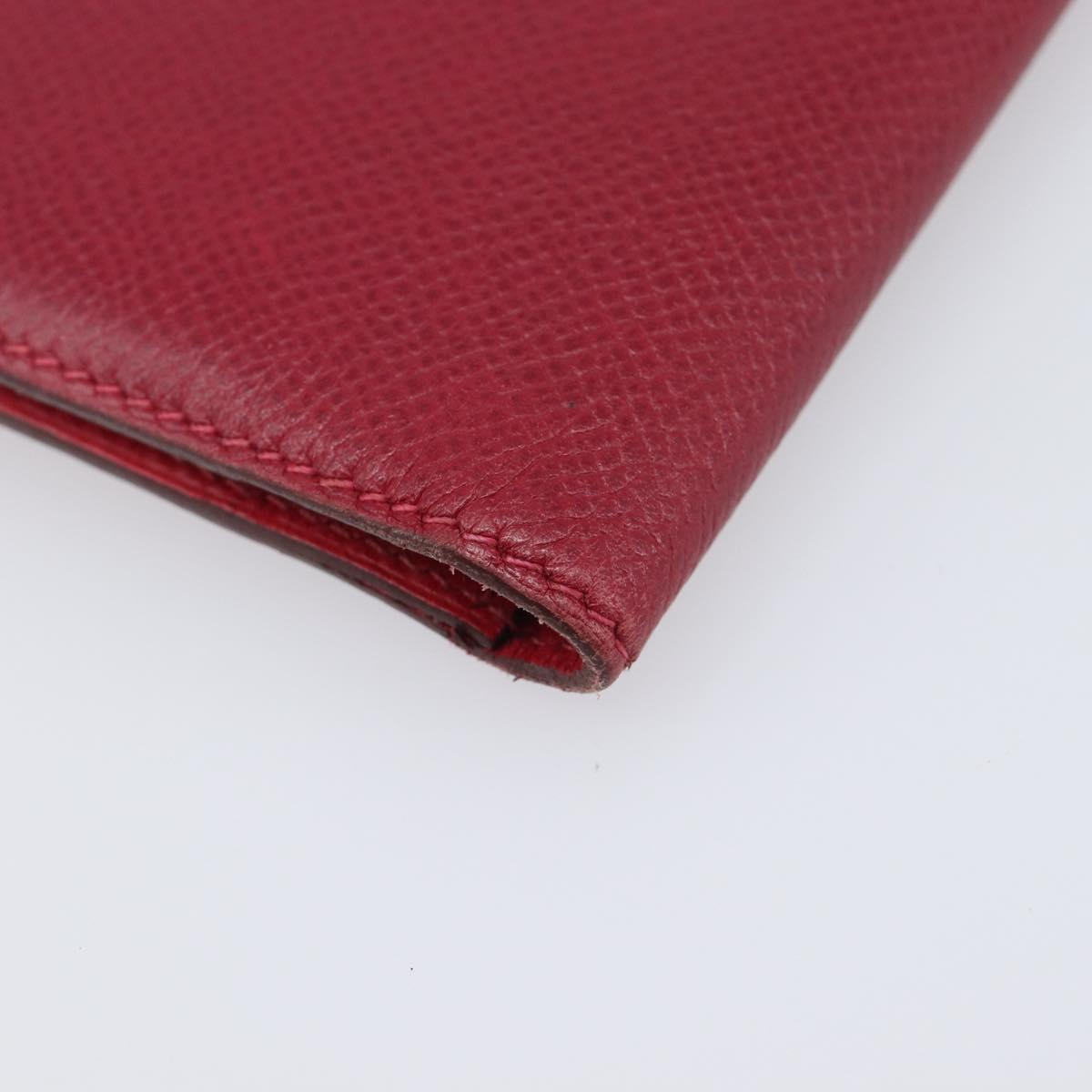 HERMES Bean Long Wallet Leather Red Silver Auth 209776A