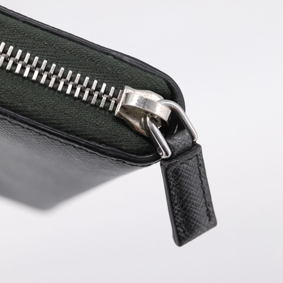 PRADA Long Wallet Saffiano leather Gray Silver Auth 209782M