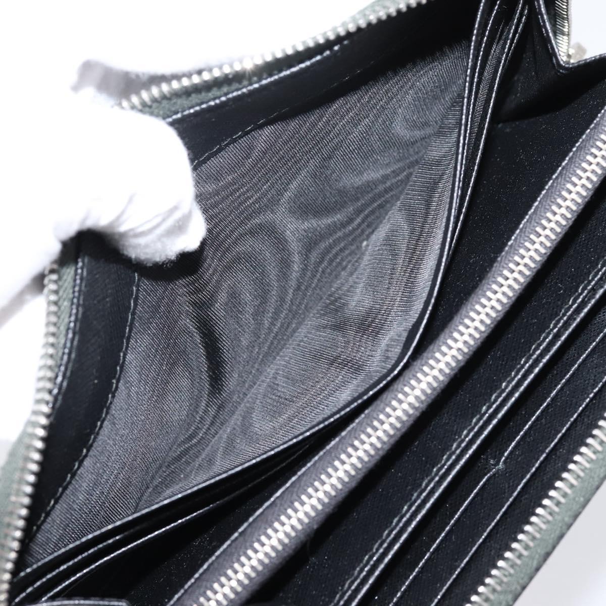 PRADA Long Wallet Saffiano leather Gray Silver Auth 209782M