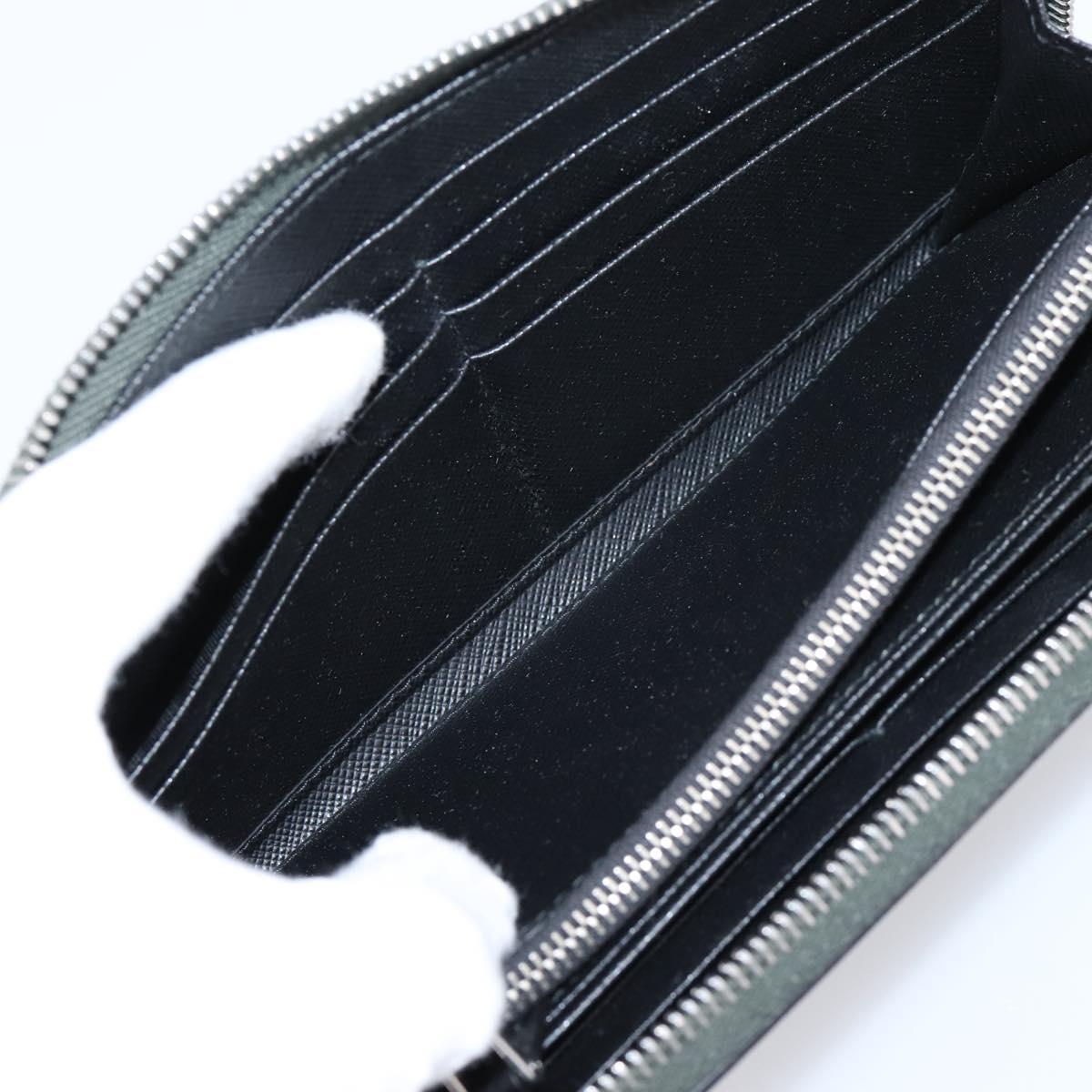 PRADA Long Wallet Saffiano leather Gray Silver Auth 209782M