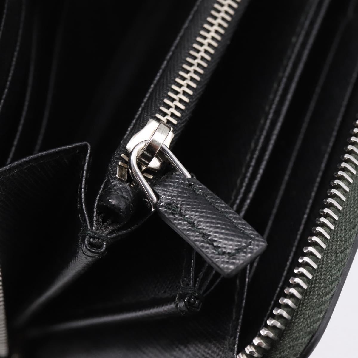 PRADA Long Wallet Saffiano leather Gray Silver Auth 209782M