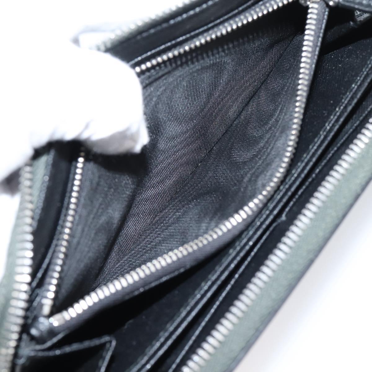PRADA Long Wallet Saffiano leather Gray Silver Auth 209782M