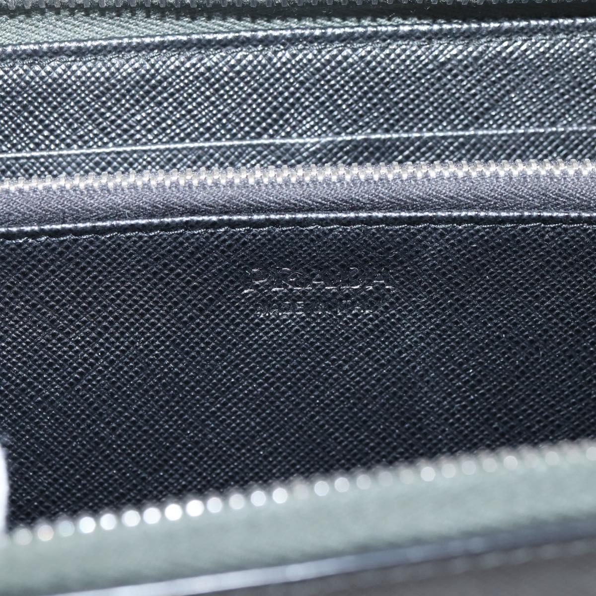 PRADA Long Wallet Saffiano leather Gray Silver Auth 209782M